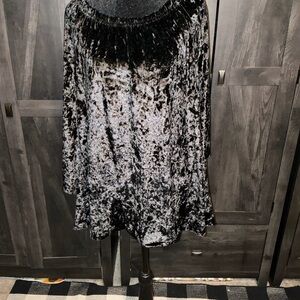 Slinky Brand Black and Gray Velvet A-Line Skirt